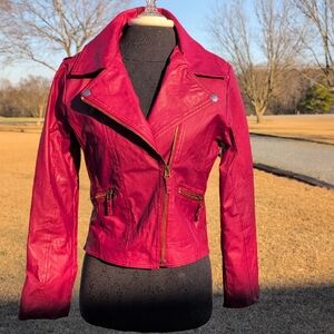 Zara Vibrant Red Faux Leather Jacket